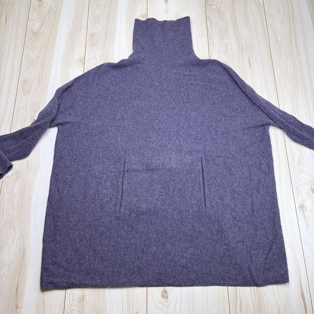 Garnet Hill Women's Oversized Turtleneck Cashmere Wool Sweater Purple Small - Picture 2 of 14